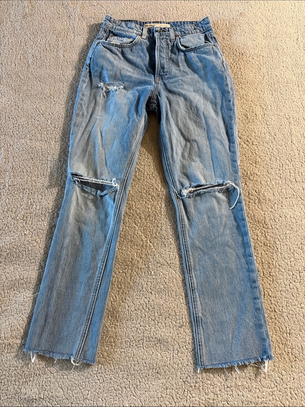 GRLFRND The Karolina High Rise Straight Crop Leg Jeans Light Blue 26